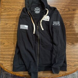 Grunt Style Black Hoodie with White Print
